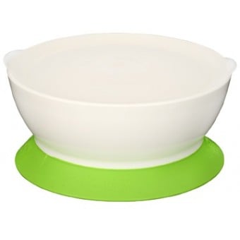 防灑吸盤式碗連蓋 12oz - 綠色