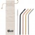 Bent Stainless Steel Straws - Silver, Gold, Rose Gold, Black, Cleaning Brush + Bag