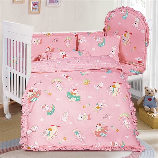 Cherry - 高密度純棉卡通嬰兒床單系列 (12件套裝) - 粉紅色飛機 - IF011 - Cherry - BabyOnline HK