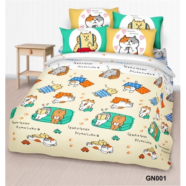 Cherry - 100% Cotton Cartoon Bedding Set (Gorogoro Nyansuke) - GN001 - Cherry - BabyOnline HK
