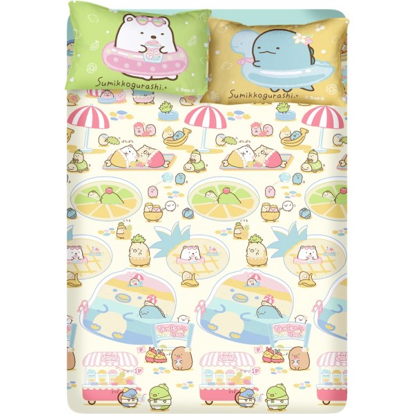 Cherry - 100% Cotton Cartoon Fitted Sheet & Pillow Case (Sumikko Gurashi) - SG029FD - Cherry - BabyOnline HK