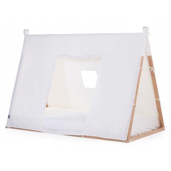 ChildHome - Tipi Bed Frame with Cover & Mattress (Natural-White / White)
