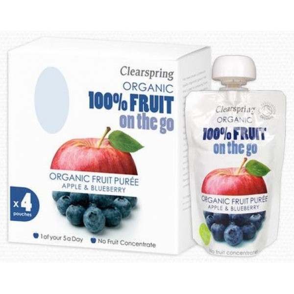 有機 100% 水果茸 (蘋果、藍莓) 4 x 100g - ClearSpring - BabyOnline HK