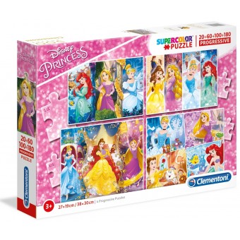 Super Color Progressive Puzzle - Disney Princess (20+60+100+180)