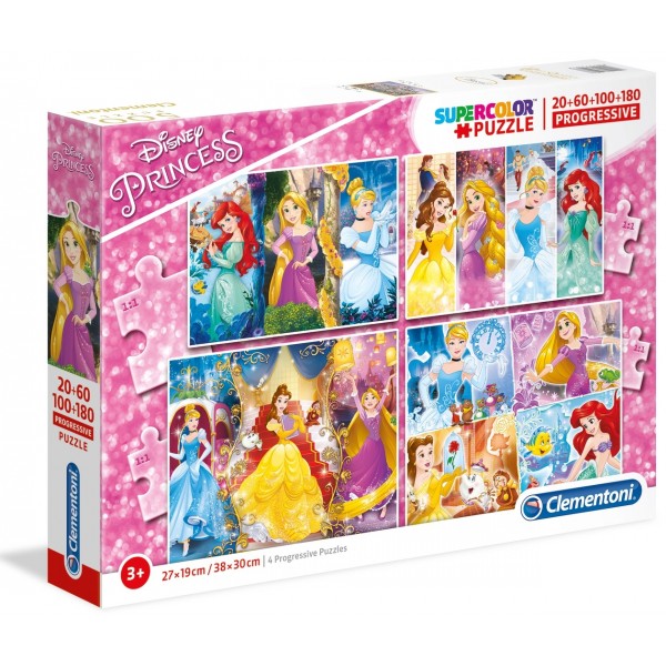 Super Color Progressive Puzzle - Disney Princess (20+60+100+180) - Clementoni - BabyOnline HK
