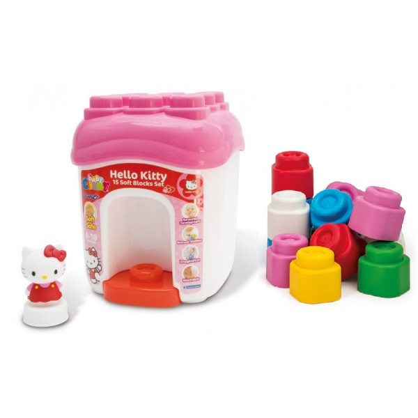 Baby Clemmy - Hello Kitty 15 Soft Block Bucket - Clementoni - BabyOnline HK