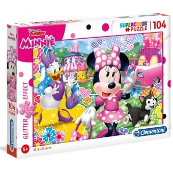 Super Color Glitter Puzzle - Minnie Happy Helpers (104 Pcs)