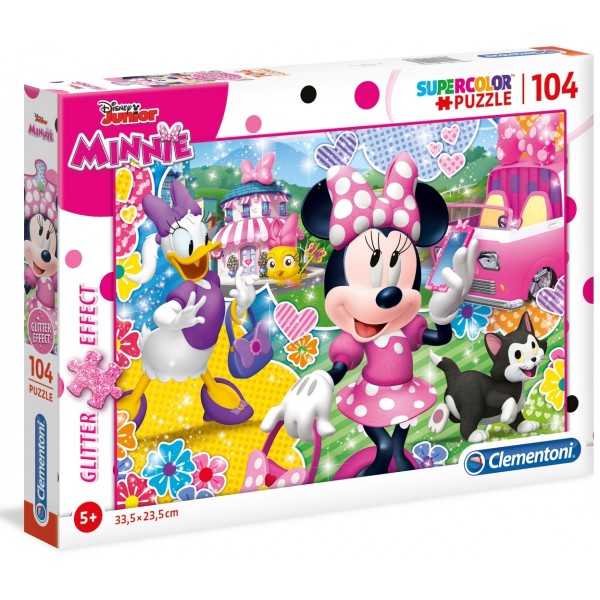 Super Color Glitter Puzzle - Minnie Happy Helpers (104 Pcs) - Clementoni - BabyOnline HK