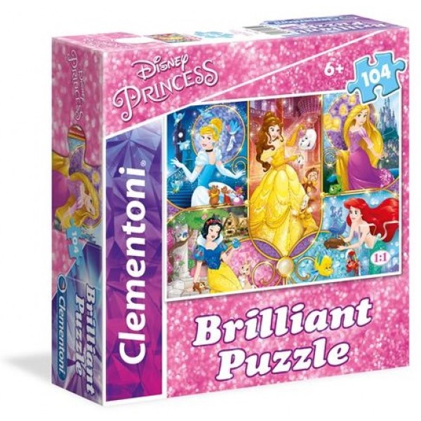 Brilliant Puzzle - Disney Princess (104 Pcs) - Clementoni