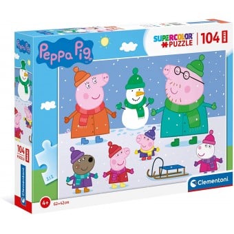 Super Color Maxi 104 Puzzle - Peppa Pig Snowing