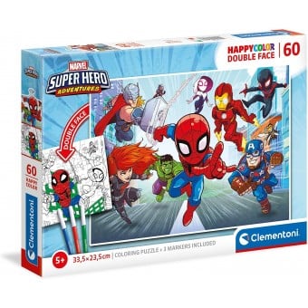 Super Color Double Face Puzzle - Marvel Super Hero Adventures (60 Pcs)