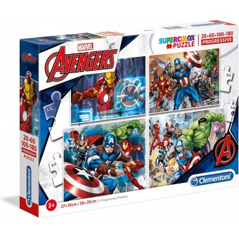 Super Color Progressive Puzzle - Marvel Avengers (20+60+100+180)