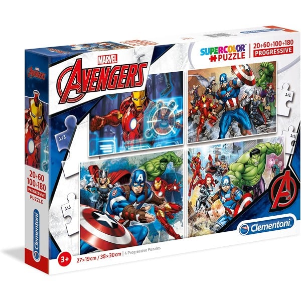 Super Color Progressive Puzzle - Marvel Avengers (20+60+100+180) - Clementoni - BabyOnline HK