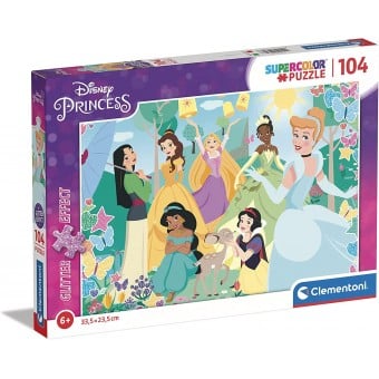 Super Color Glitter Puzzle - Disney Princess (104 Pcs)
