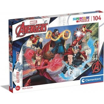 Super Color Glitter Puzzle - Marvel Avengers (104 Pcs)