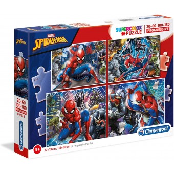 Super Color Progressive Puzzle - Marvel Spider-Man (20+60+100+180)