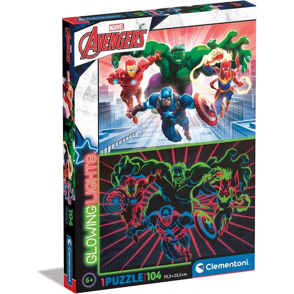 Glowing Lights Puzzle - Marvel Avengers (104 Pcs) - Clementoni