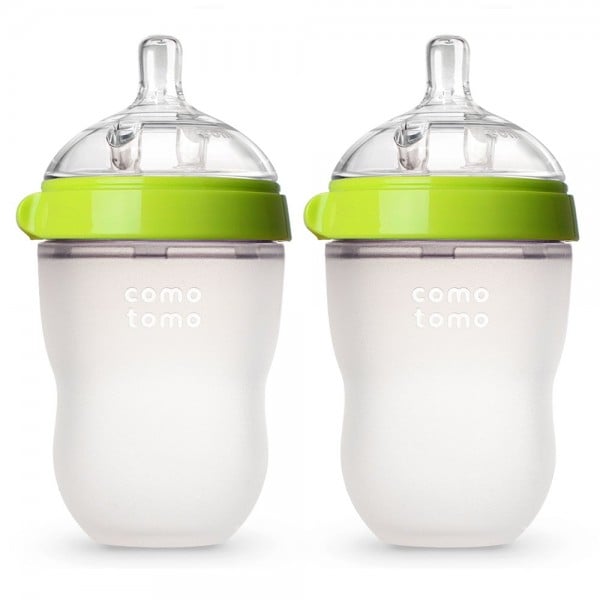防脹氣矽膠奶瓶 250ml/8oz - 綠色 (2個裝) - Comotomo - BabyOnline HK
