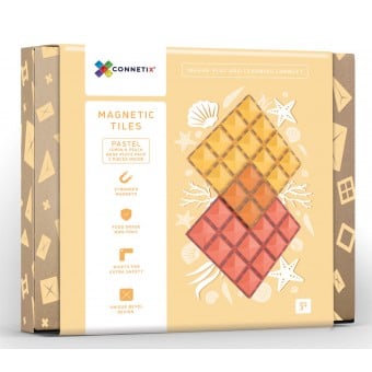 Connetix - 粉彩方塊底板 磁力片積木 (2件) -  檸檬/桃色