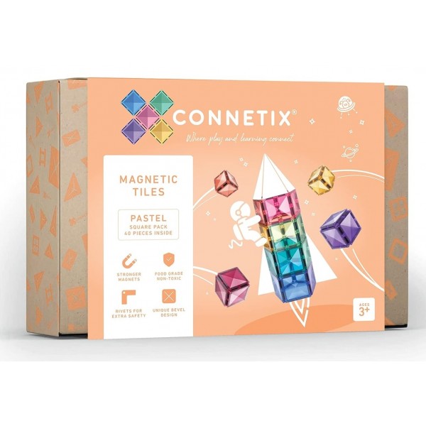 Connetix - 粉彩方塊 磁力片積木 (40件) - Connetix - BabyOnline HK