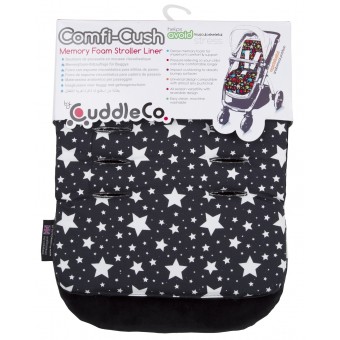 Comfi-Cush Memory Foam Stroller Liner (Black & White Stars)