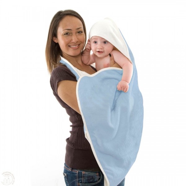 有機棉長型圍裙嬰兒浴巾 - 粉藍色 - Cuddledry - BabyOnline HK