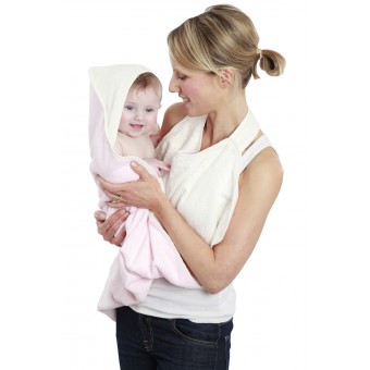 Cuddledry - Organic Apron Baby Towel - Soft Pink