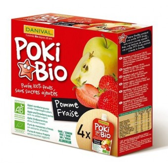 Poki Bio - Organic Puree (Apple + Strawberry) 4 x 90g