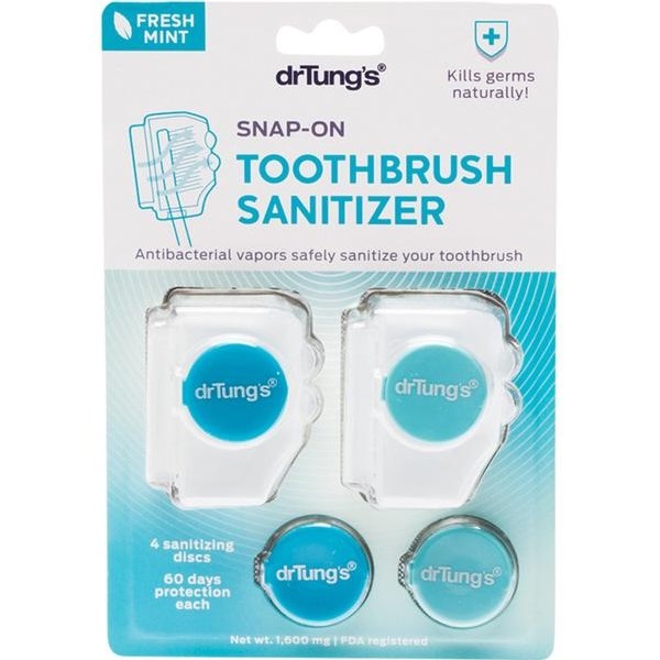 Snap-On Toothbrush Sanitizer (2 Sanitizers + 2 Refills) - Fresh Mint - Dr Tung's