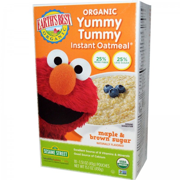 Organic Yummy Tummy Instant Oatmeal - Maple Brown Sugar (10 packets) - Earth's Best - BabyOnline HK