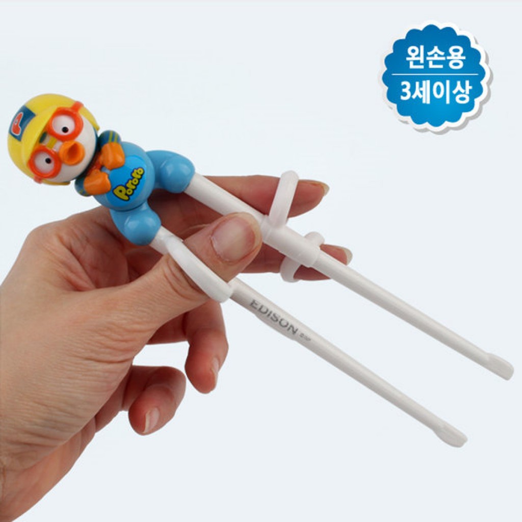 Pororo Stainless Training Chopsticks/Spoon/Case Set Edison Right Handed Free BPA 