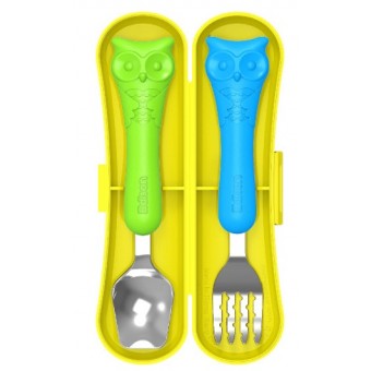 Spoon & Fork with Carrying Case (Blue / Green)