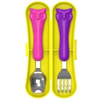 Spoon & Fork with Carrying Case (Pink / Purple)