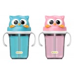 Owl 3D Straw Cup 300ml - Pink - Edison - BabyOnline HK