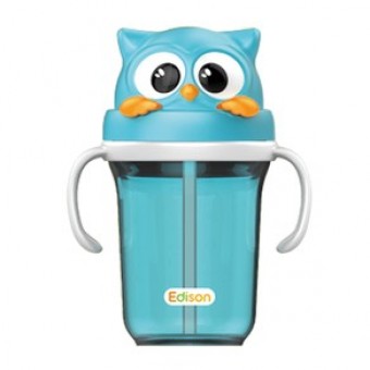 Owl 3D Straw Cup 300ml - Blue