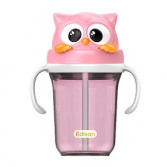 Owl 3D Straw Cup 300ml - Pink