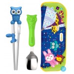 Training Chopsticks, Spoon with Holder - Blue Owl - Edison - BabyOnline HK