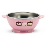 Owl Non-Slip Stainless Bowl 240ml - Pink - Edison - BabyOnline HK
