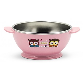 Owl Non-Slip Stainless Bowl 240ml - Pink