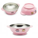 Owl Non-Slip Stainless Bowl 390ml - Pink - Edison - BabyOnline HK
