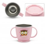 Owl 2-Handles Stainless Cup 240ml - Pink - Edison - BabyOnline HK