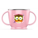 Owl 2-Handles Stainless Cup 240ml - Pink - Edison - BabyOnline HK