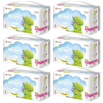 Elibell - Baby Diapers For Sensitive Skin - Size S (38 diapers) - 6 packs