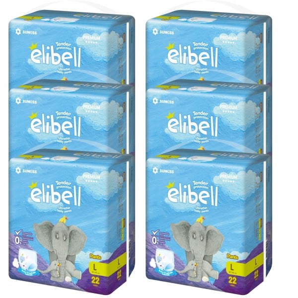 Elibell - 敏感肌膚嬰兒紙尿褲 - 大碼 (22 片) - 6包 - Elibell - BabyOnline HK