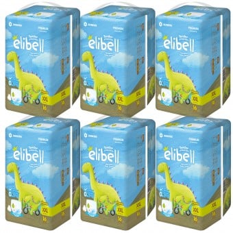Elibell - 敏感肌膚嬰兒紙尿褲 - 加加大碼 (16 片) - 6包