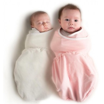 嬰兒包巾抱被 - 粉紅/米白色 (S/M)