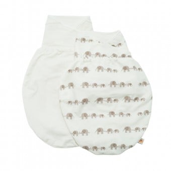 嬰兒包巾抱被 - 小象/米白色 (S/M)