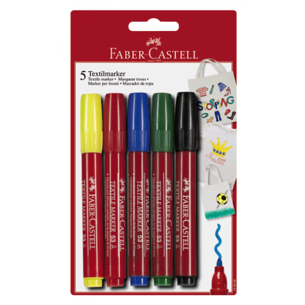 布料用顏色筆 (5 色) - Faber Castell