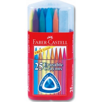 25 Triangular Erasable Crayons + Eraser