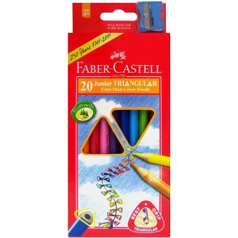 20 Junior Triangular Extra Thick Colour Pencils 